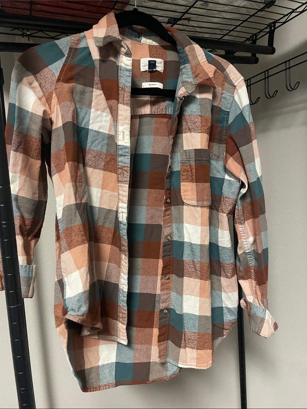 Women’s Plaid Button-Up Shirt - Blue, Brown & Cream